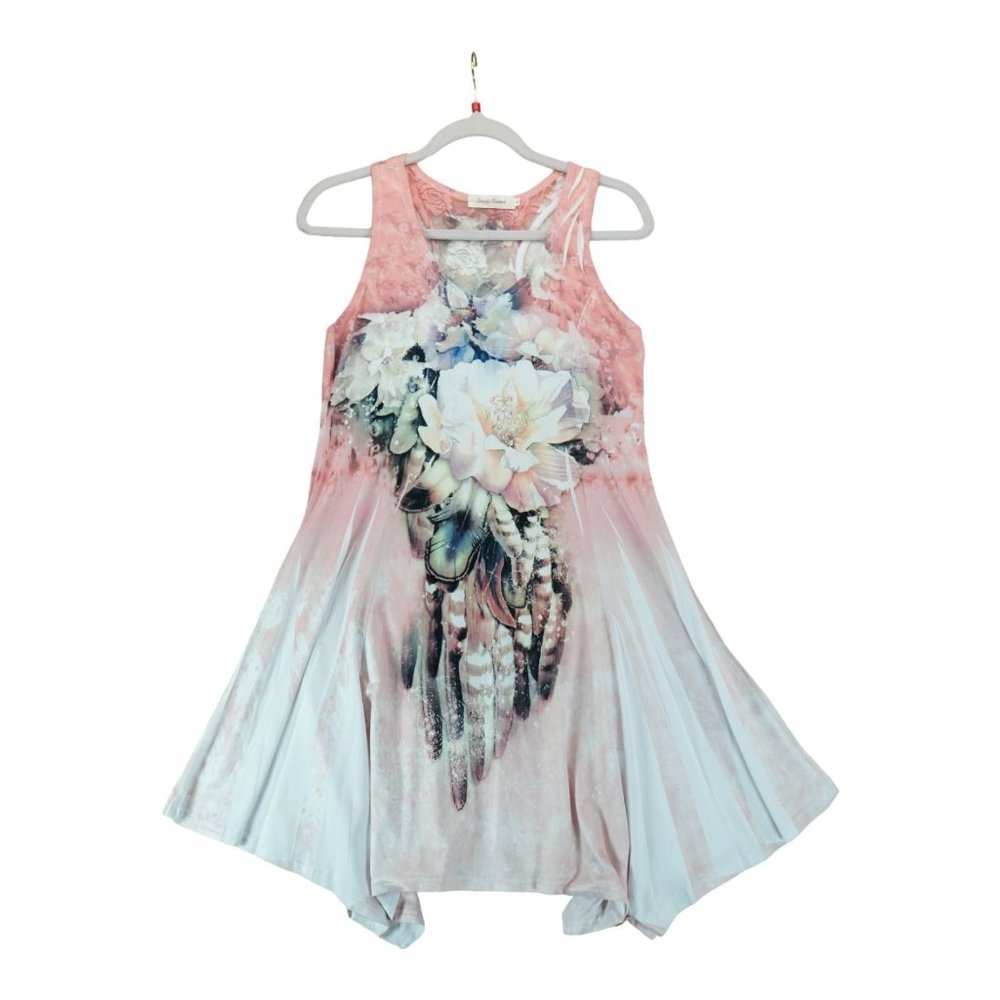SIMPLY‎ COUTURE LACE SEMI SHEER FLORAL BLOCK LACE DRESS RACERBACK SIZE MEDIUM